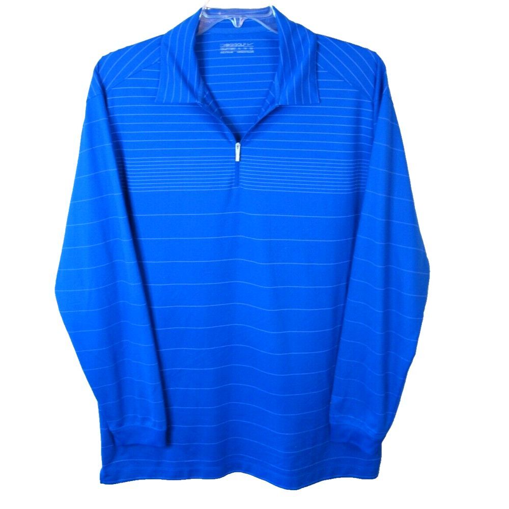 Nike‎ Golf Fit Dry 1/4 Zip Long Sleeve Pullover Men's XL Blue Polyester Stretch